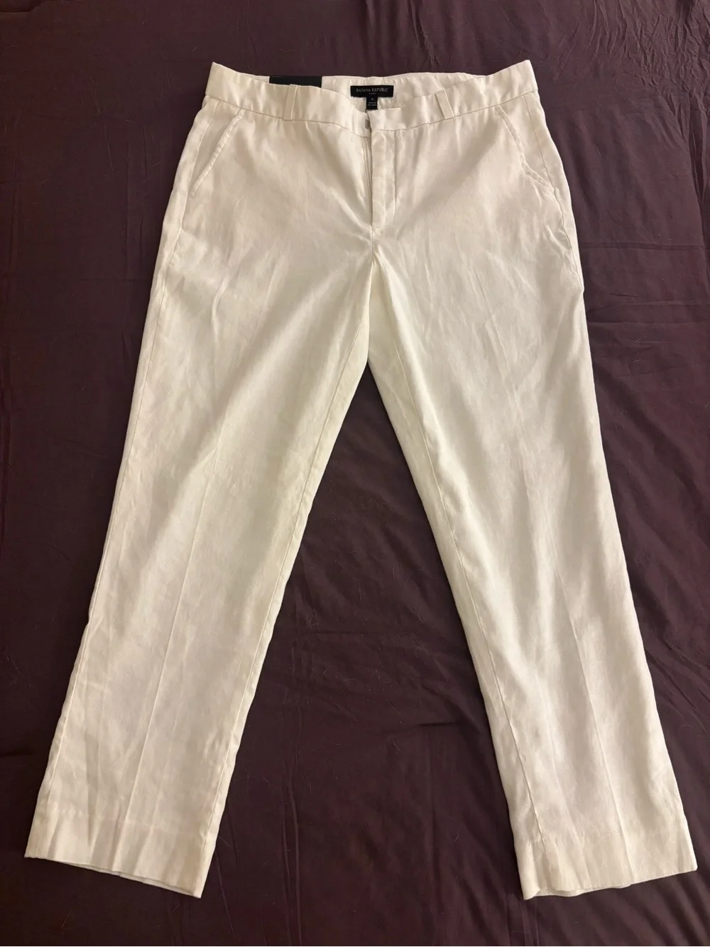 NTW BANANA REPUBLIC AVERY WHITE LINEN PANTS WOMENS SIZE 8
